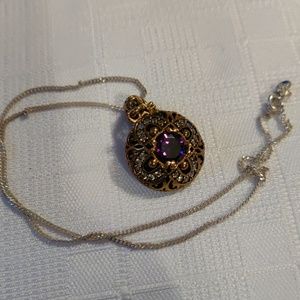 Amethyst and white sapphire pendant necklace